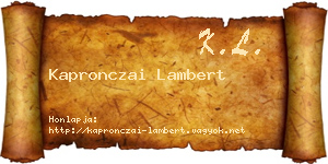 Kapronczai Lambert névjegykártya